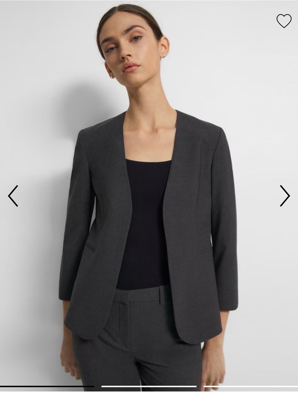 Theory Dark Gray Open-Front Women's Lindrayia Blazer: